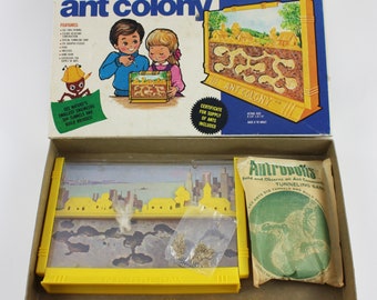 Vintage Ant Colony Toy Set in Original Box / Suburban City Ant Farm / Ages 8 and up Bug Educational Toy