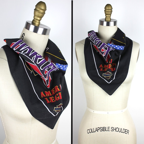 Harley Davidson Vintage Scarf Square Handkerchief… - image 1