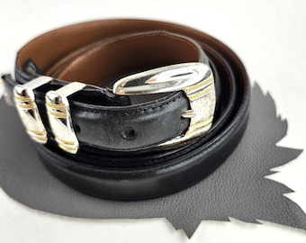 Black Vintage Stingray Leather Western Belt With Silver  display picture 2