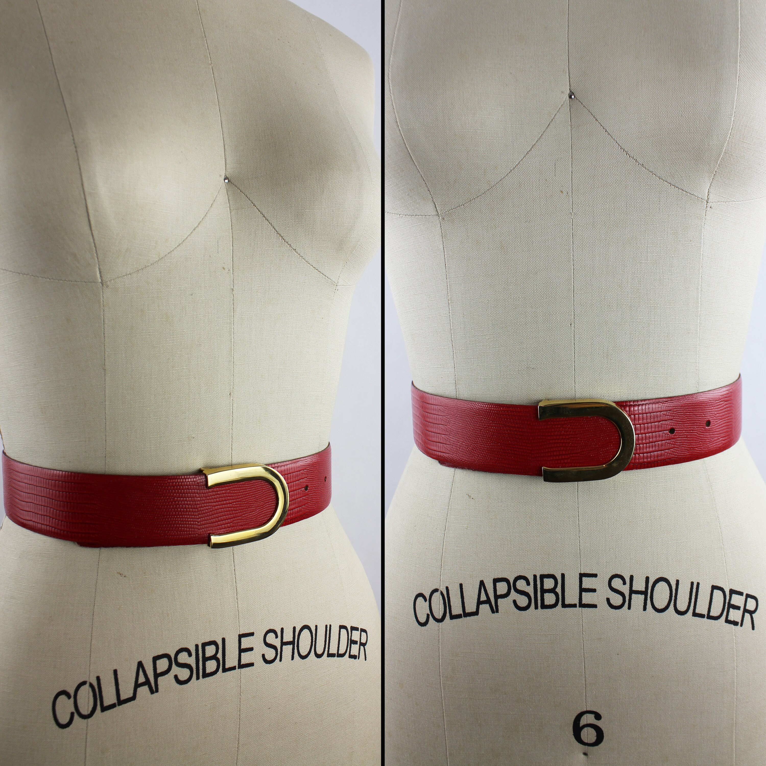 CIPRIANI LIZARD Red Women\'s Belt 3 Vintage Cipriani Genuine Lizard Belts Red /Black Leather  main image 2