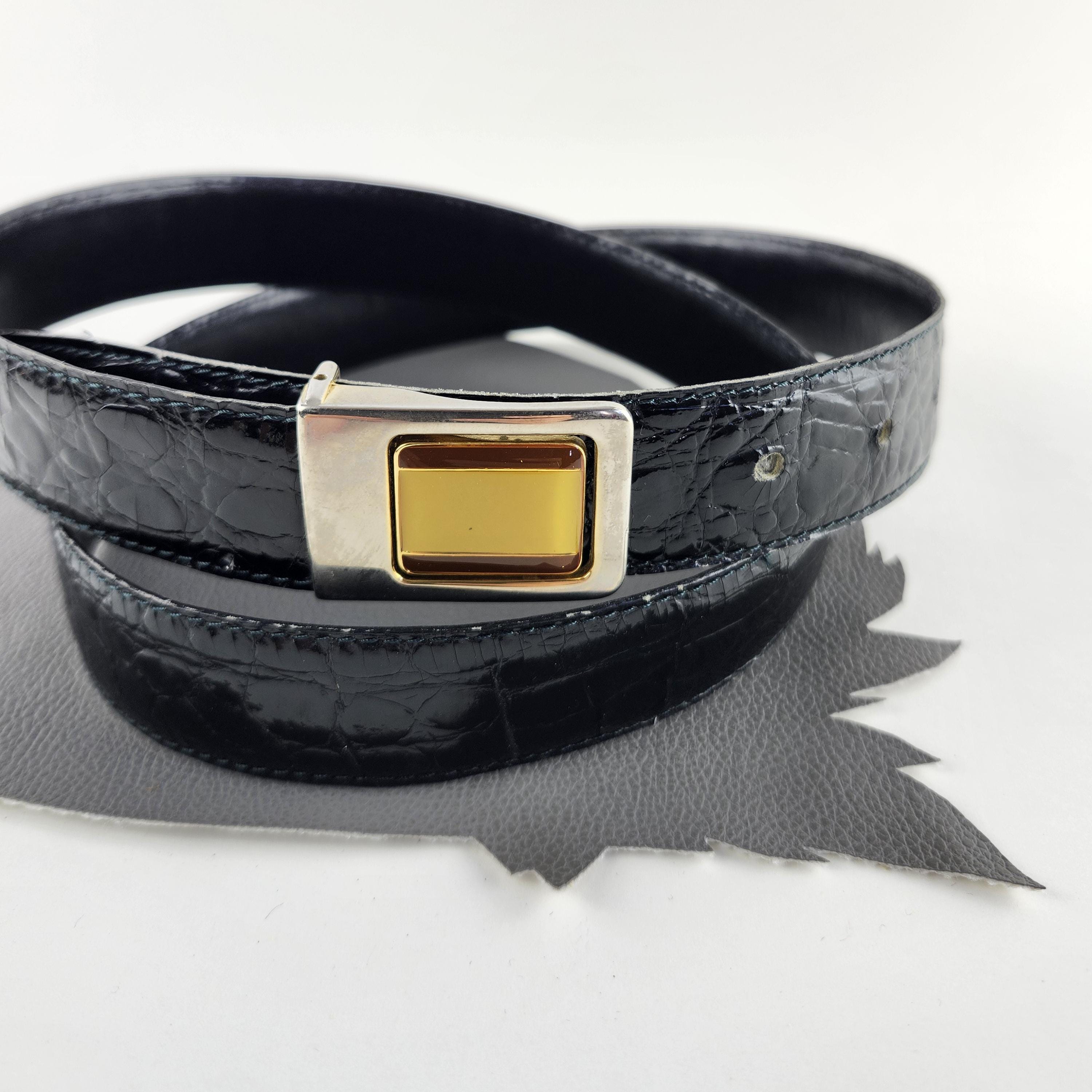 Gold Tone Alligator Belt Buckle Stamped nothing says 1980s bad a$$ quite like an alligator belt with  main image 3