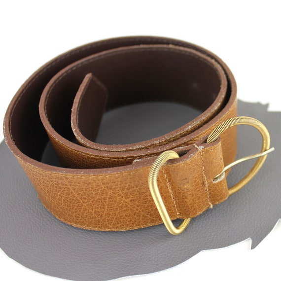 Tobacco Brown Wide Leather Vintage Belt / Womens … - image 4