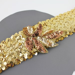 Gold and Rose Gold Sequin Vintage Elastic Belt With Sequin  display picture 2