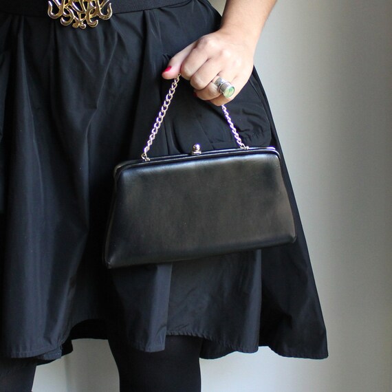 Vintage Black Vinyl Purse or Clutch - image 4