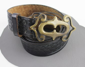 Vintage Y2K Betsey Johnson Studded Brown Leather Wide Belt  display picture 1