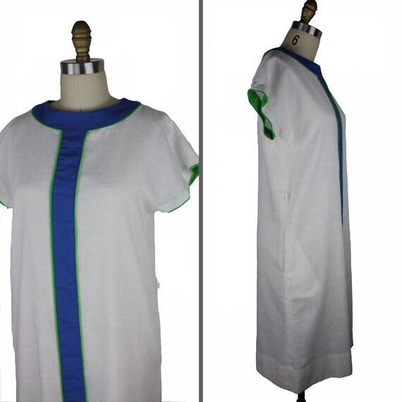 White Blue and Green Vintage Tanner size 12 Dress - image 6