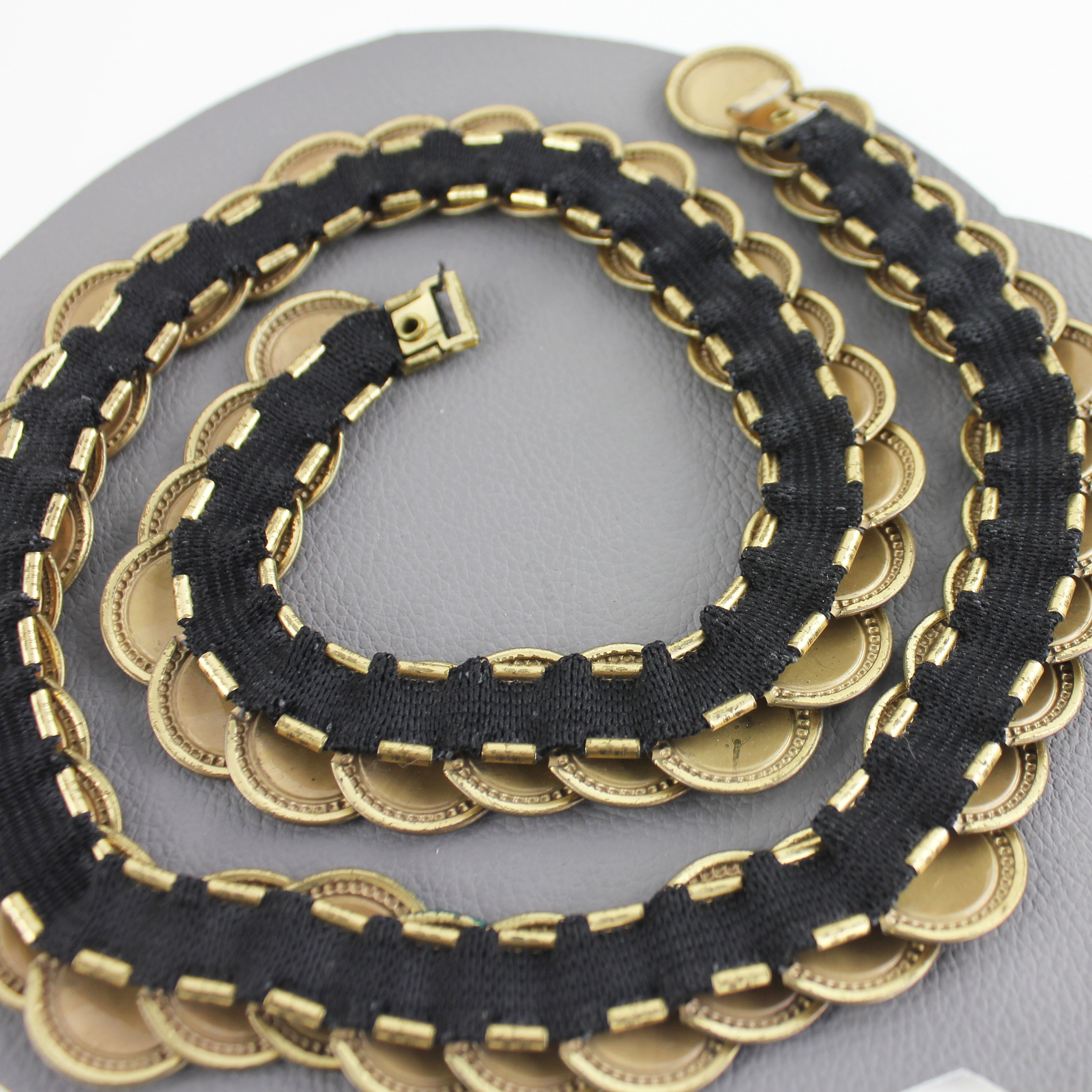Gold Gladiator Metal Scale Vintage Elastic Belt / Gold Metal  display picture 2