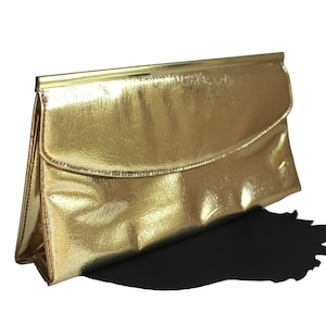 Shiny Gold Vinyl Envelope Clutch