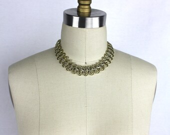 Gold Tone Choker Necklace Light Weight 