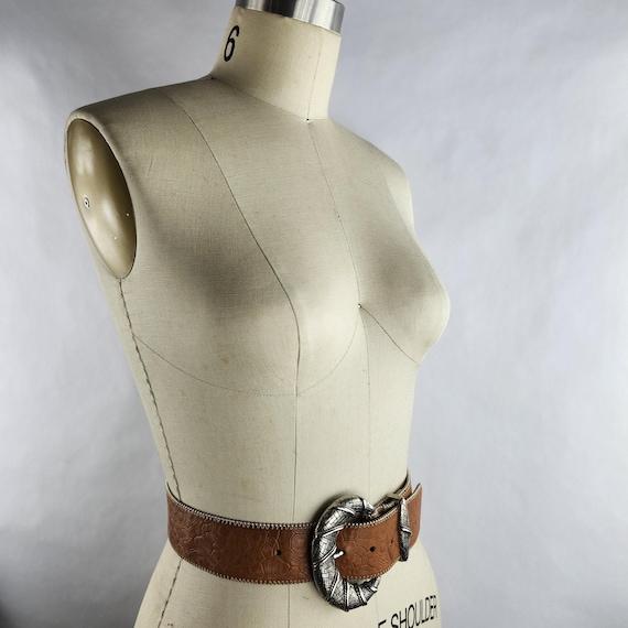Cinnamon Brown Turtle Shell Pattern Leather Belt … - image 11