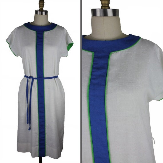 White Blue and Green Vintage Tanner size 12 Dress - image 1