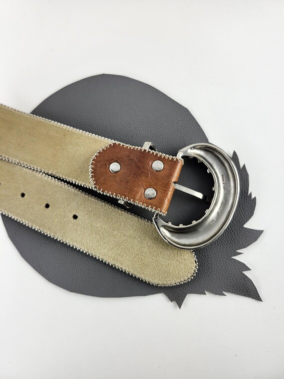 Cinnamon Brown Turtle Shell Pattern Leather Belt … - image 14