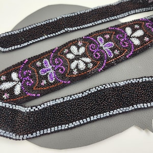 Purple Fuchsia White Red Burgundy and Blue Floral and Paisley Design Fully Beaded Belt / Cummerbund size US 31/33