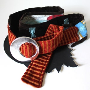 Adjustable Belt Autumn colors with silver faux snake skin buckle 34&quot; to 46&quot;