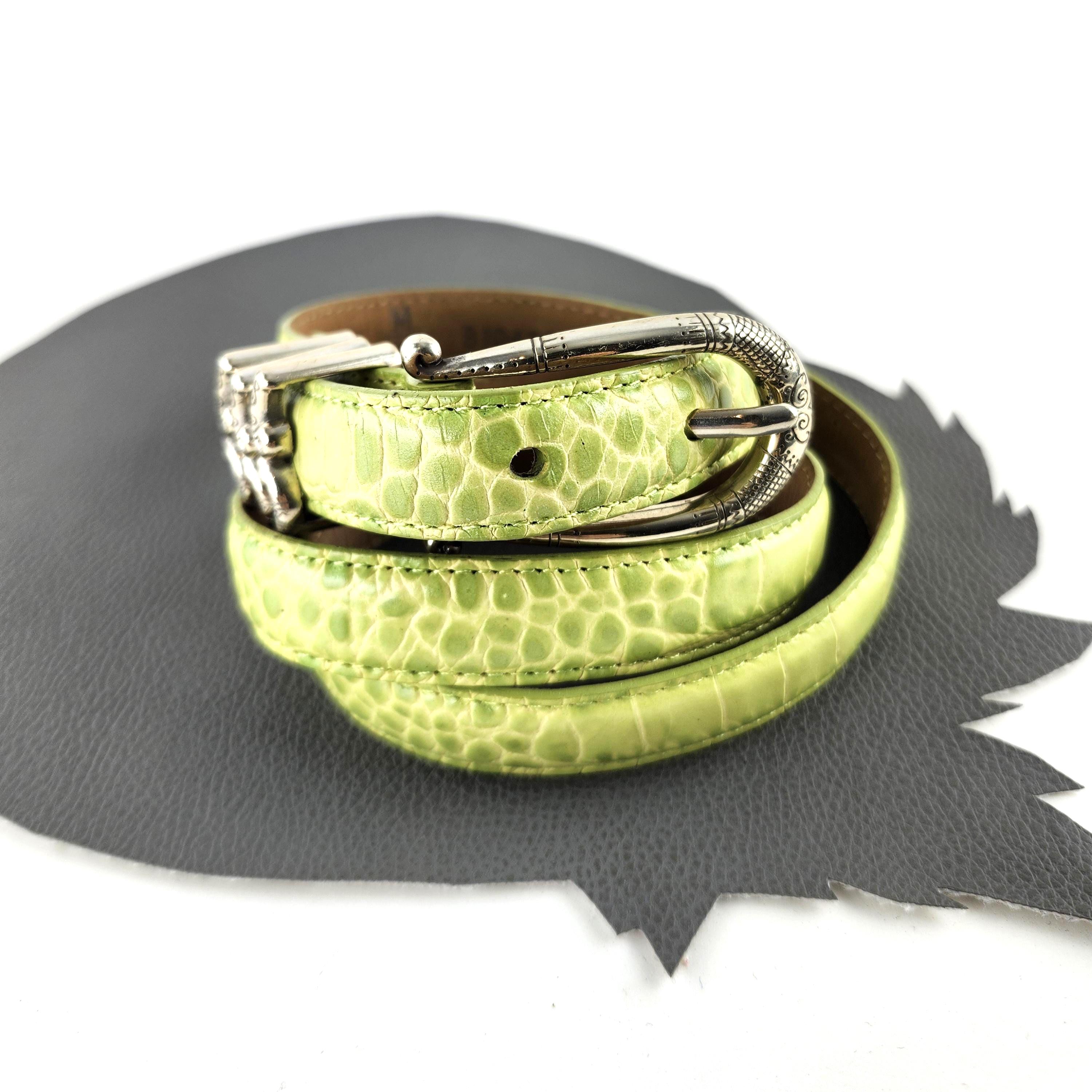 BRIGHTON Embossed Leather Alligator pattern Silver tone Buckle and Tip​ Bifrost - Brown Alligator – William Henry main image 3