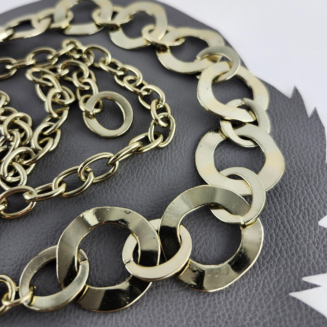 Vintage Gold Circle Metal Chain Link Belt - Belt Fits up to  display picture 3