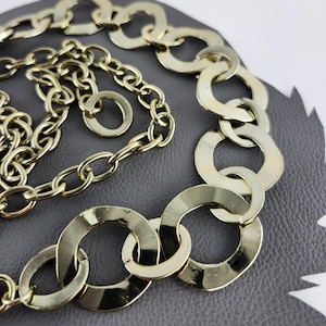 Vintage Gold Circle Metal Chain Link Belt - Belt fits up to US size 40 inches