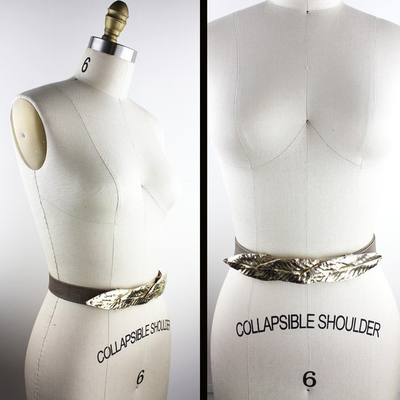 Goddess Gold Metal Leaf Buckle & Faux Snakeskin Belt  display picture 1