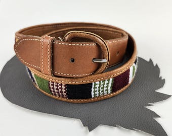 Vintage Women\'s Handmade Woven Edge Leather & Kilim Blanket Belt - marked Sz 36 Handmade | Accessories | Vintage Womens Handmade Woven Edge  main image 4