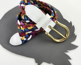 Vintage Rainbow Woven Leather Belt - Etsy display picture 1