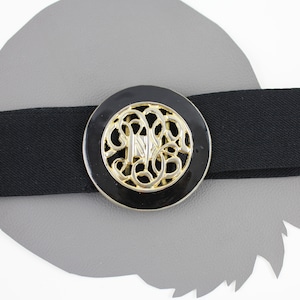 Black & Gold Large Round Scroll Buckle Vintage Elastic Belt