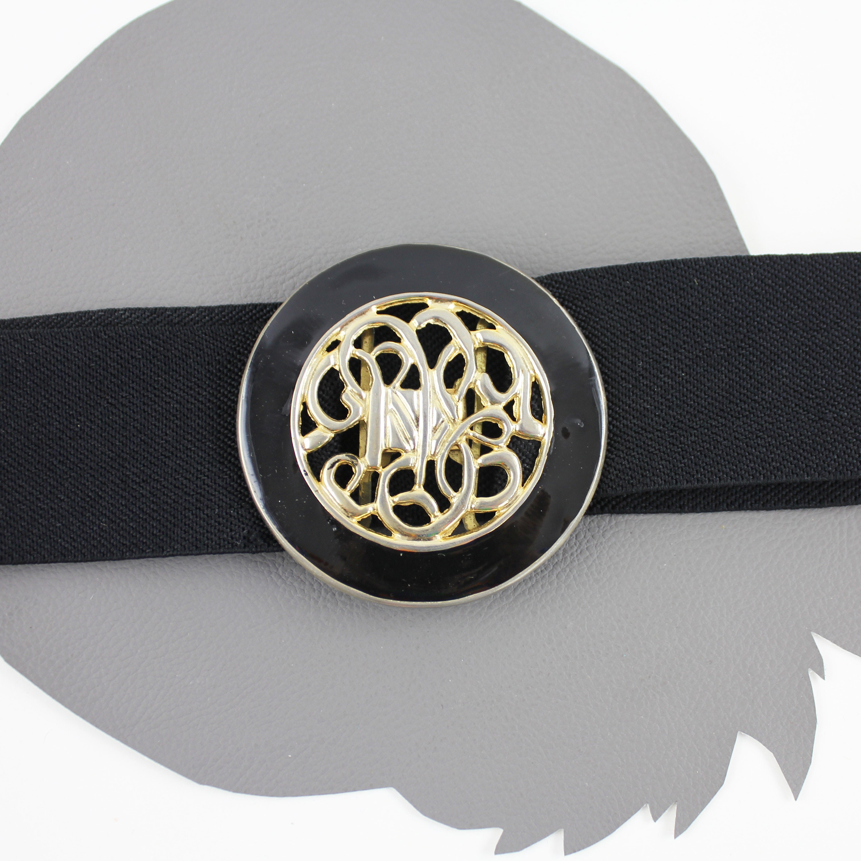 Vintage XL 36-44” Elastic Goldtone Metal Front Clasp Art Buckle Belt Women main image 3