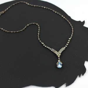 Something Blue Rhinestone Vintage Necklace