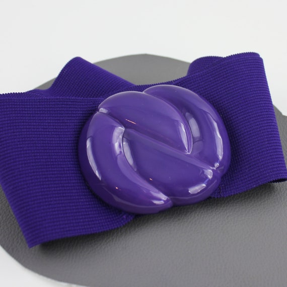 Purple Elastic & Plastic Swirl Buckle Vintage Wide Belt Size  display picture 1