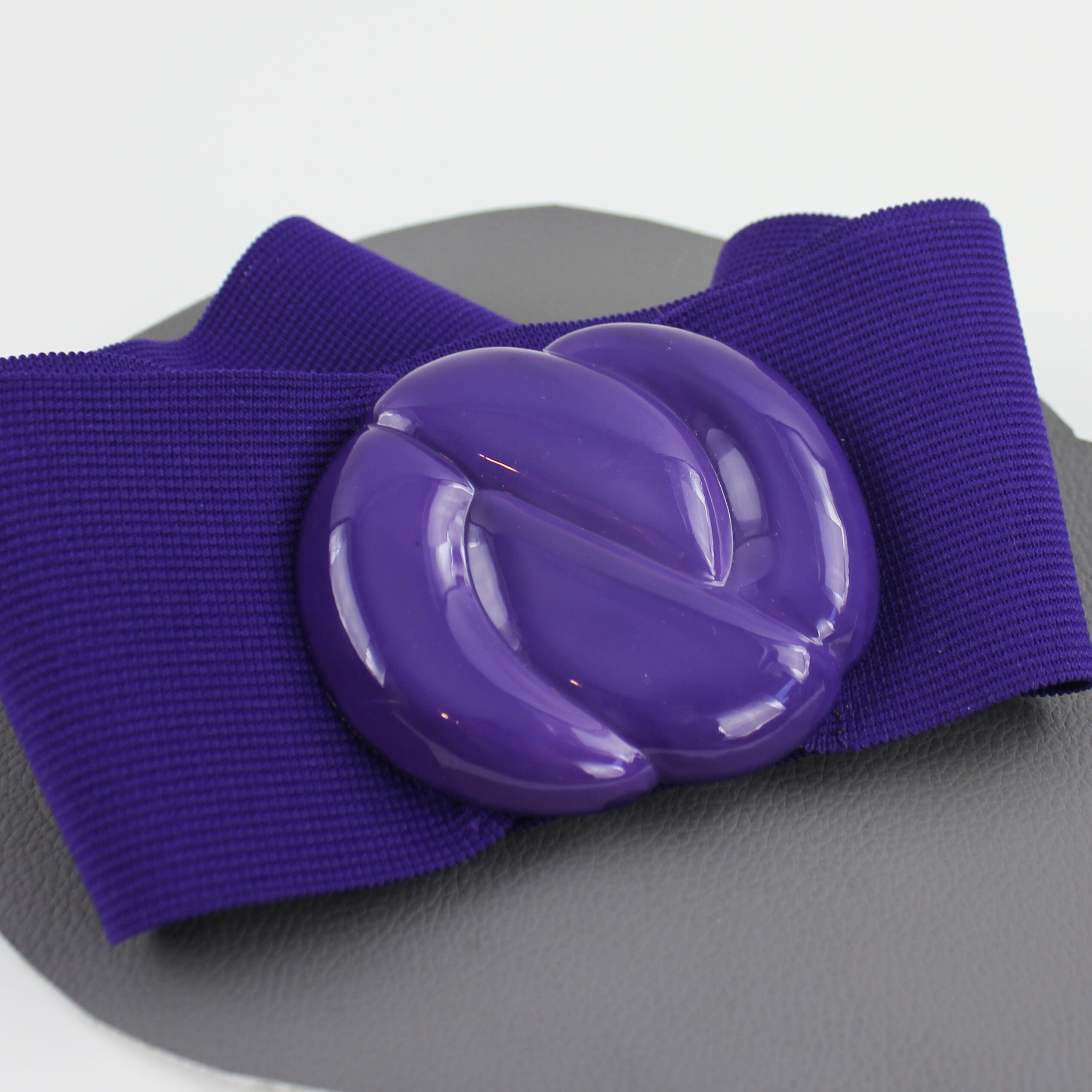 Purple Elastic & Plastic Swirl Buckle Vintage Wide Belt Size  display picture 3