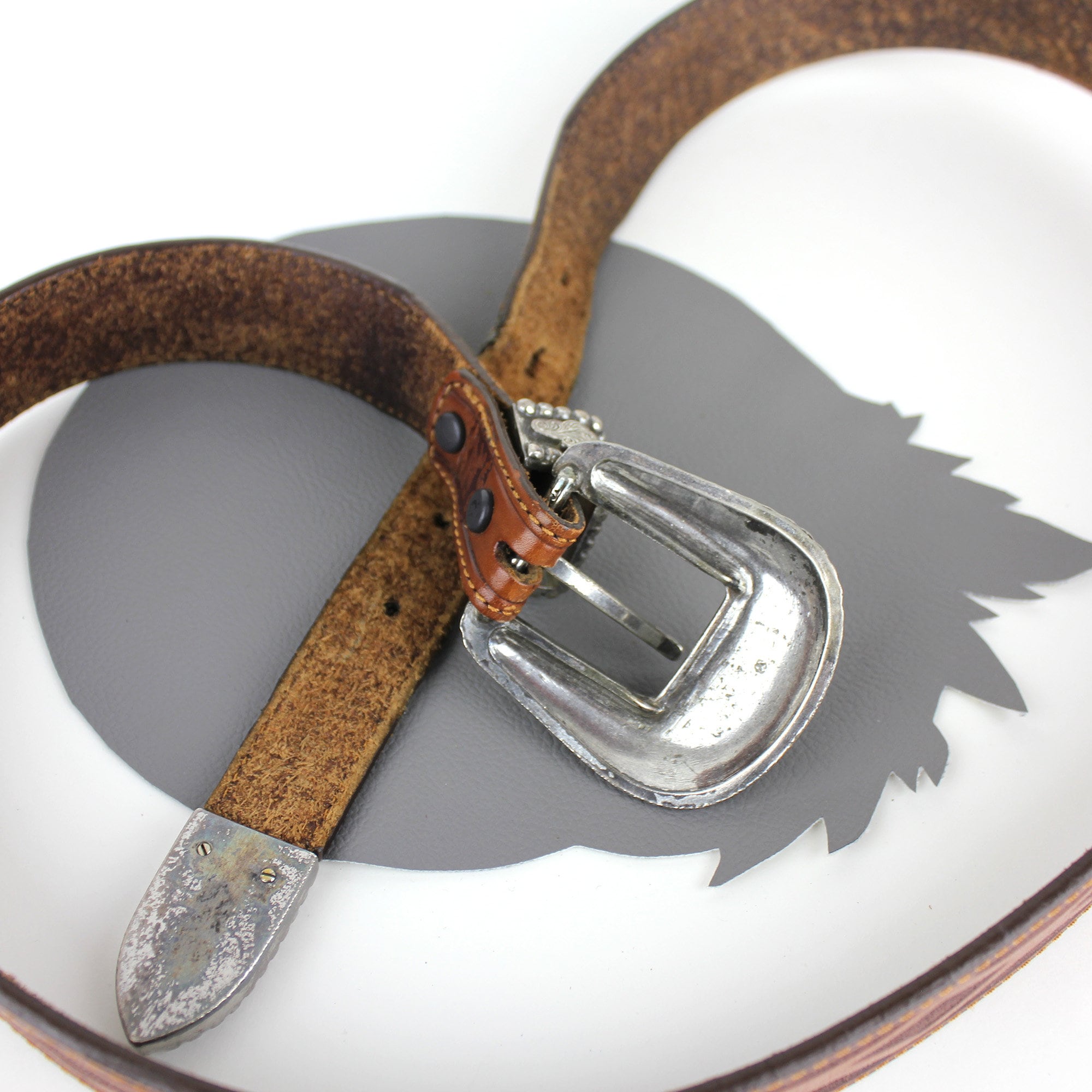 Brown Leather Tony Lama Western Belt With Silver Scroll  display picture 1