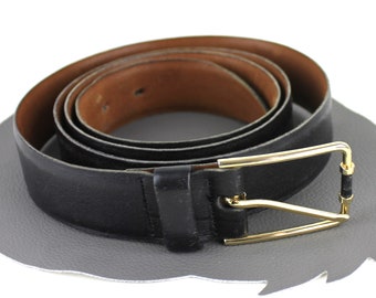 Black Leather & Gold Vintage Belt size US 44