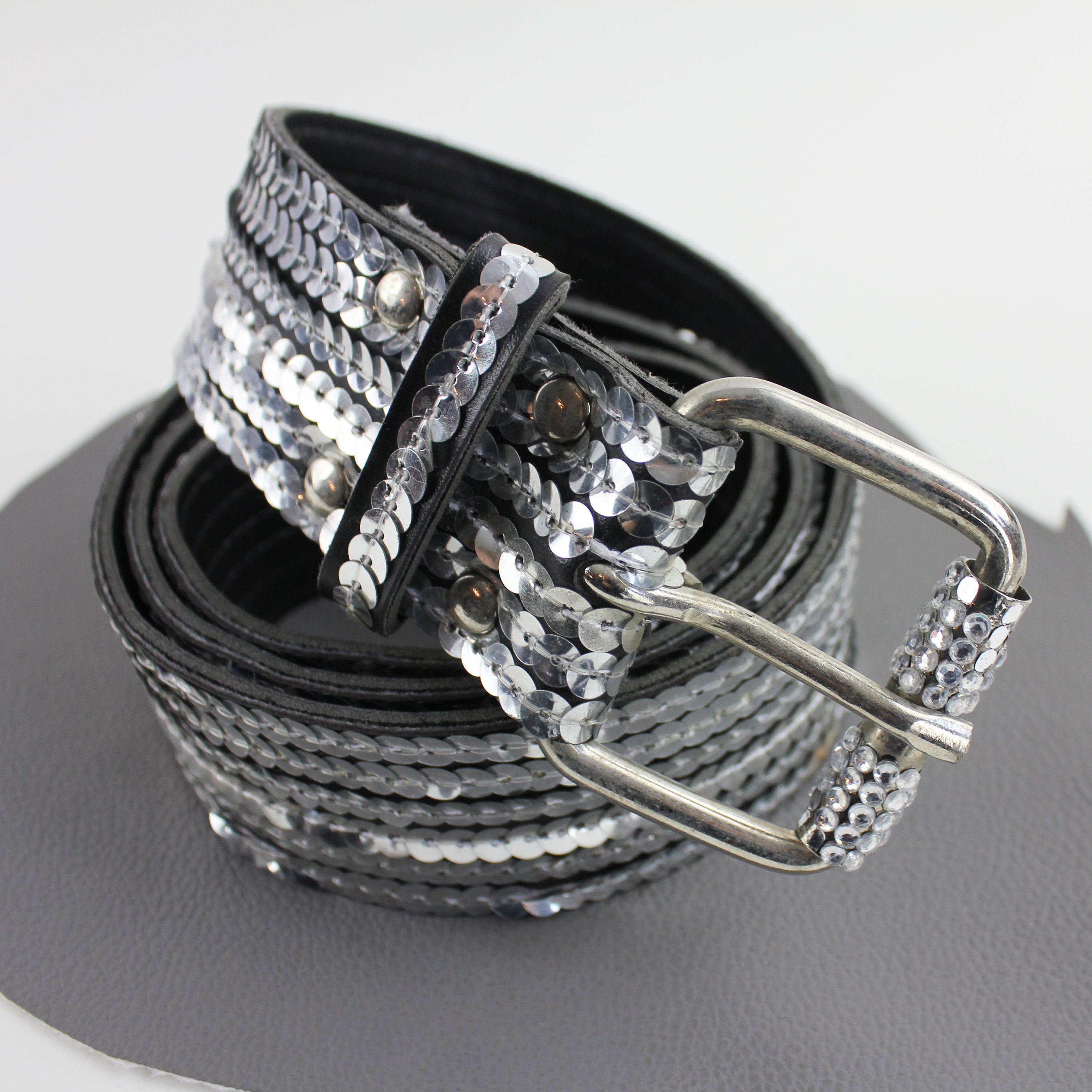 Silver Sequin Belt - Etsy