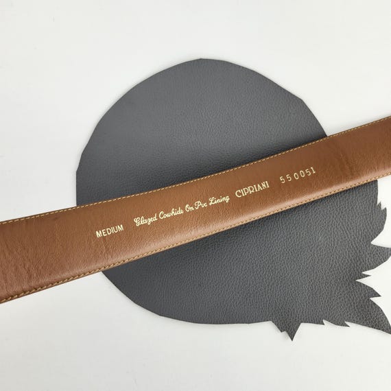 Vintage Taupe Leather Belt With Gold Buckle Size Medium  display picture 2