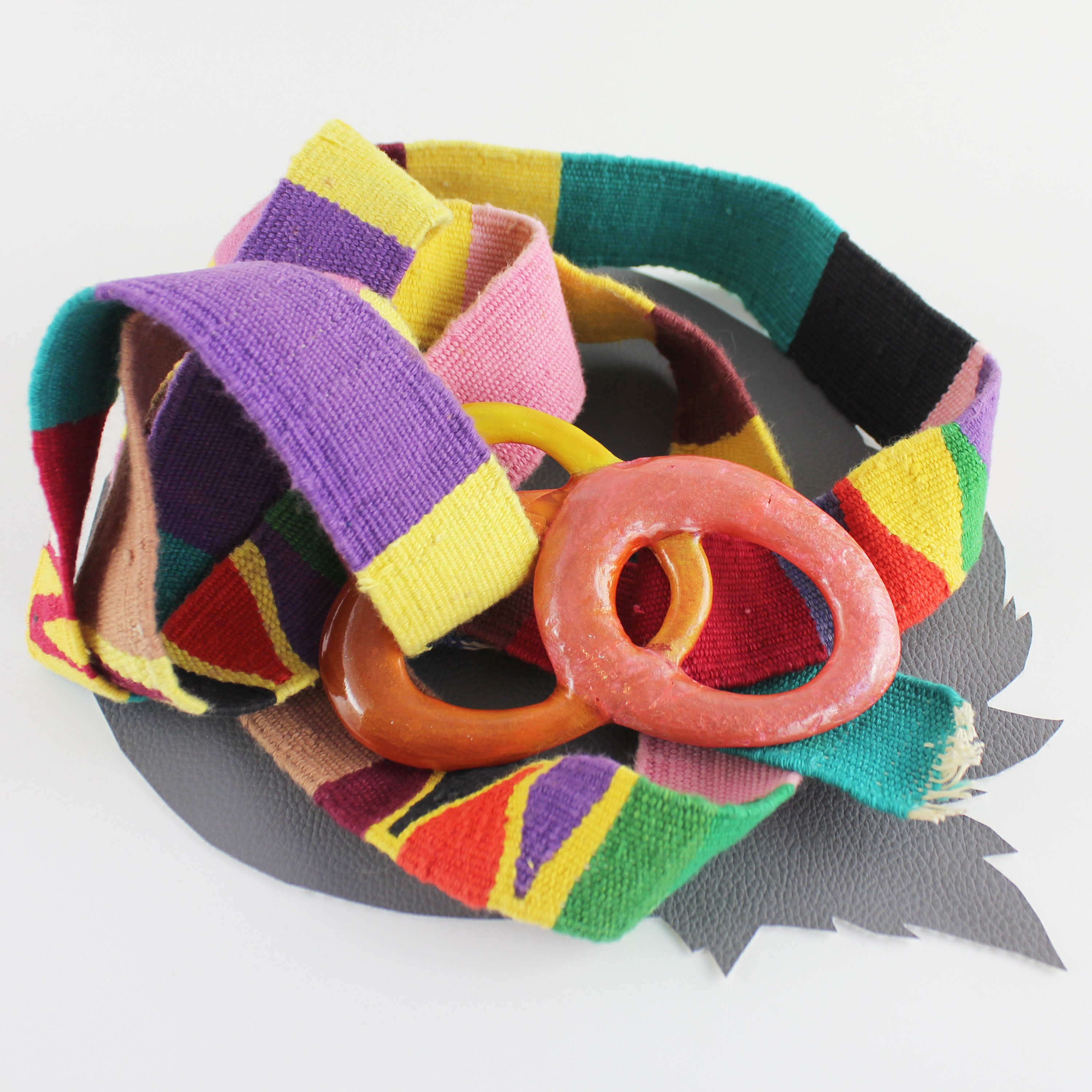 Rainbow Braided Ribbon Rope Vintage Belt With Colorful 