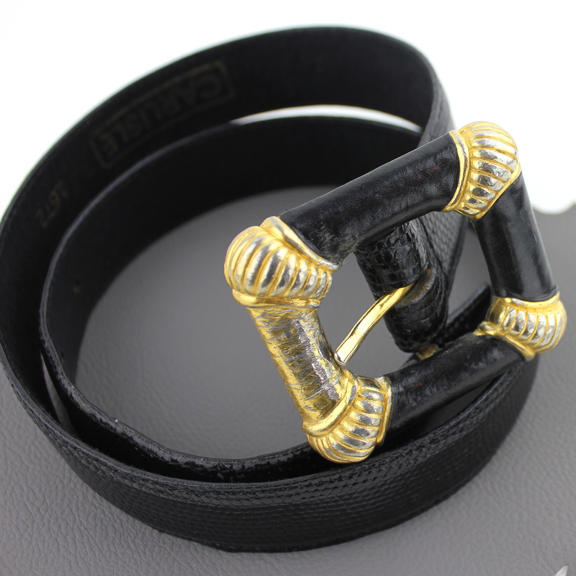 Black Leather & Gold Vintage Carlisle Belt - Size US 28 - Etsy
