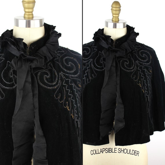 Black Velvet Cloak 19th Century / Berlin Cloak Co… - image 1