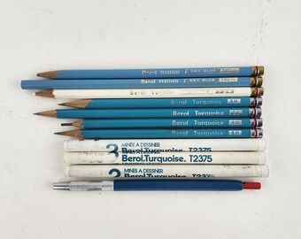 Berol Turquoise Mechanical Pencil With Leads & Wooden Pencil Lot