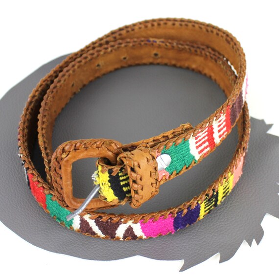 Rainbow Braided Southwestern Tobacco Brown Leathe… - image 6