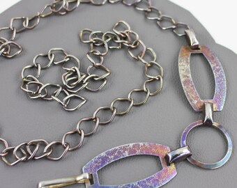 Vintage Guess Silver Tone Chain Link Belt Heavy Metal 90s  display picture 2