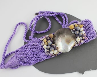 Vintage Purple Gold Sea Shell Clasp Belt - Etsy display picture 3