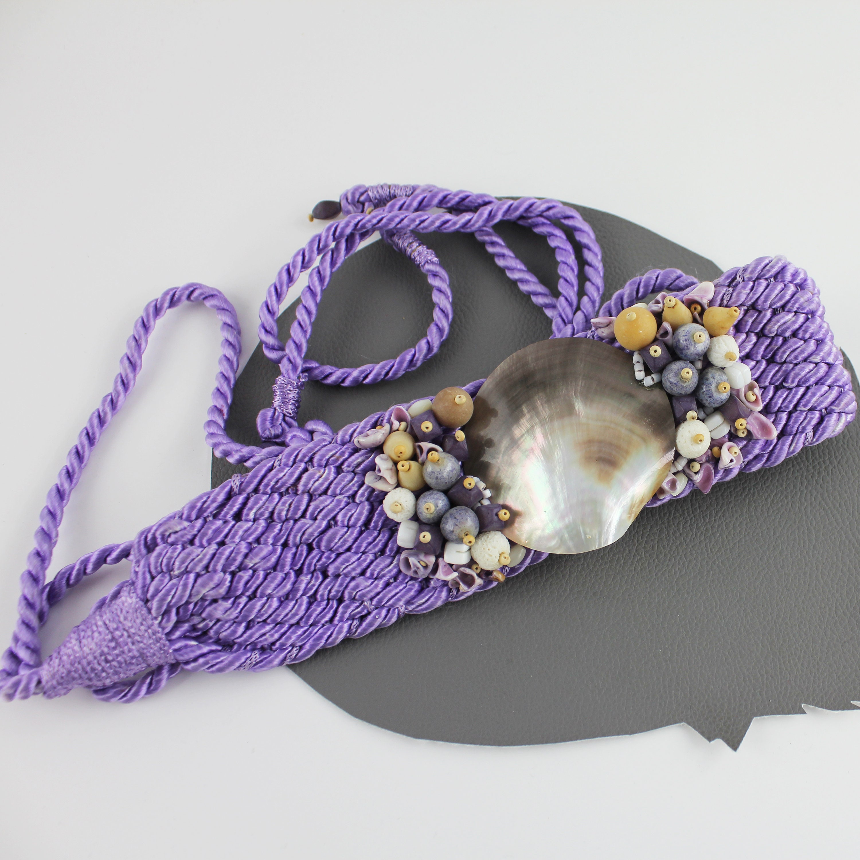 Vintage 80s Purple & Green Articulated Fish  Rope Belt ~ Up to 37” Vintage 80s Rope Belt 29-37 main image 3