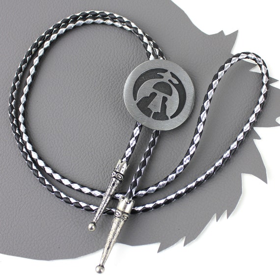 Silver Southwestern Thunderbird Bolo Tie / Silver Pheonix Bolo Tie / Symbolic Bird Bolo Tie / Silver and Black Native American Bird Bolo Tie
