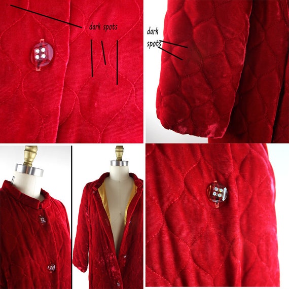 Lustrous Red Polyester Velvet House Coat Robe - image 5