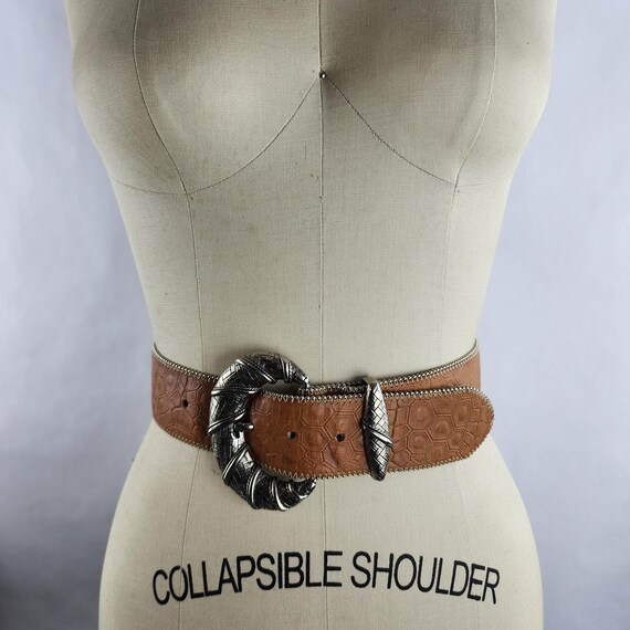 Cinnamon Brown Turtle Shell Pattern Leather Belt … - image 3