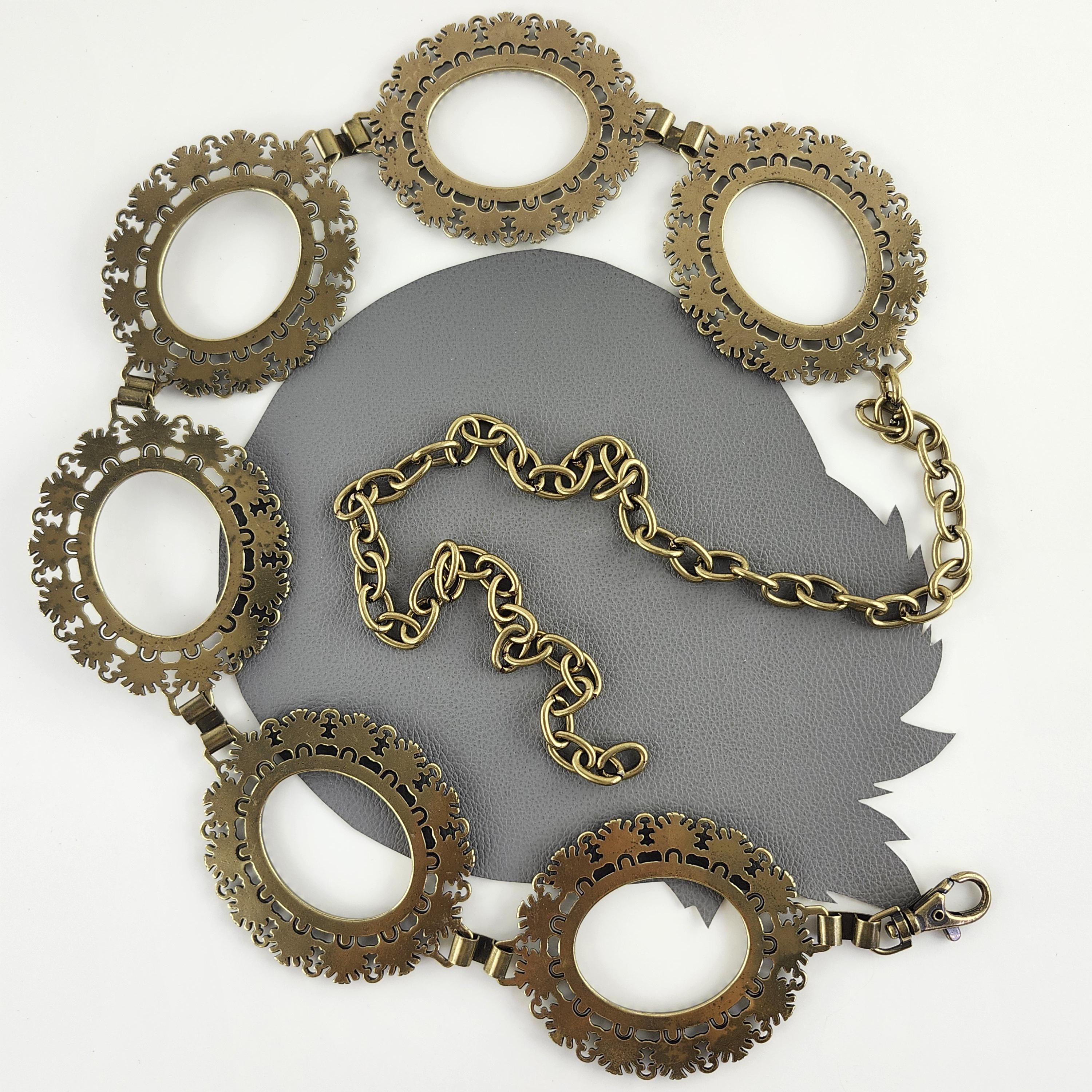Vintage Brass Ornate Oval Chain Belt - Fits up to 50 Inches  display picture 1