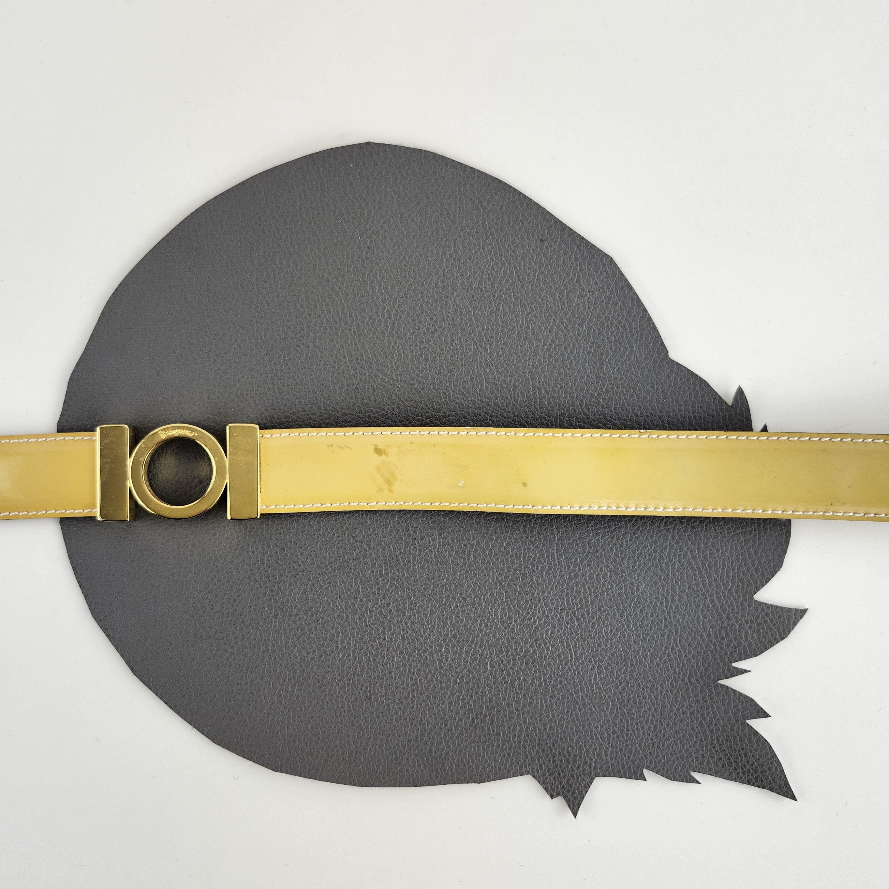$725 Salvatore Ferragamo BLACK/YELLOW KID Leather Belt Size 65, 80 Reversible and adjustable Gancini belt - Women | Ferragamo main image 2