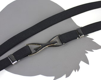 Double Wish Bone Black Elastic Belt