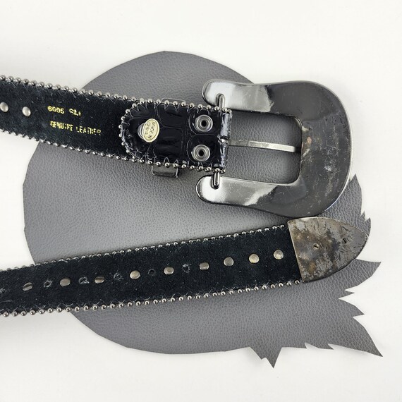 Black Leather Studs & Rhinestones Western Vintage Belt With