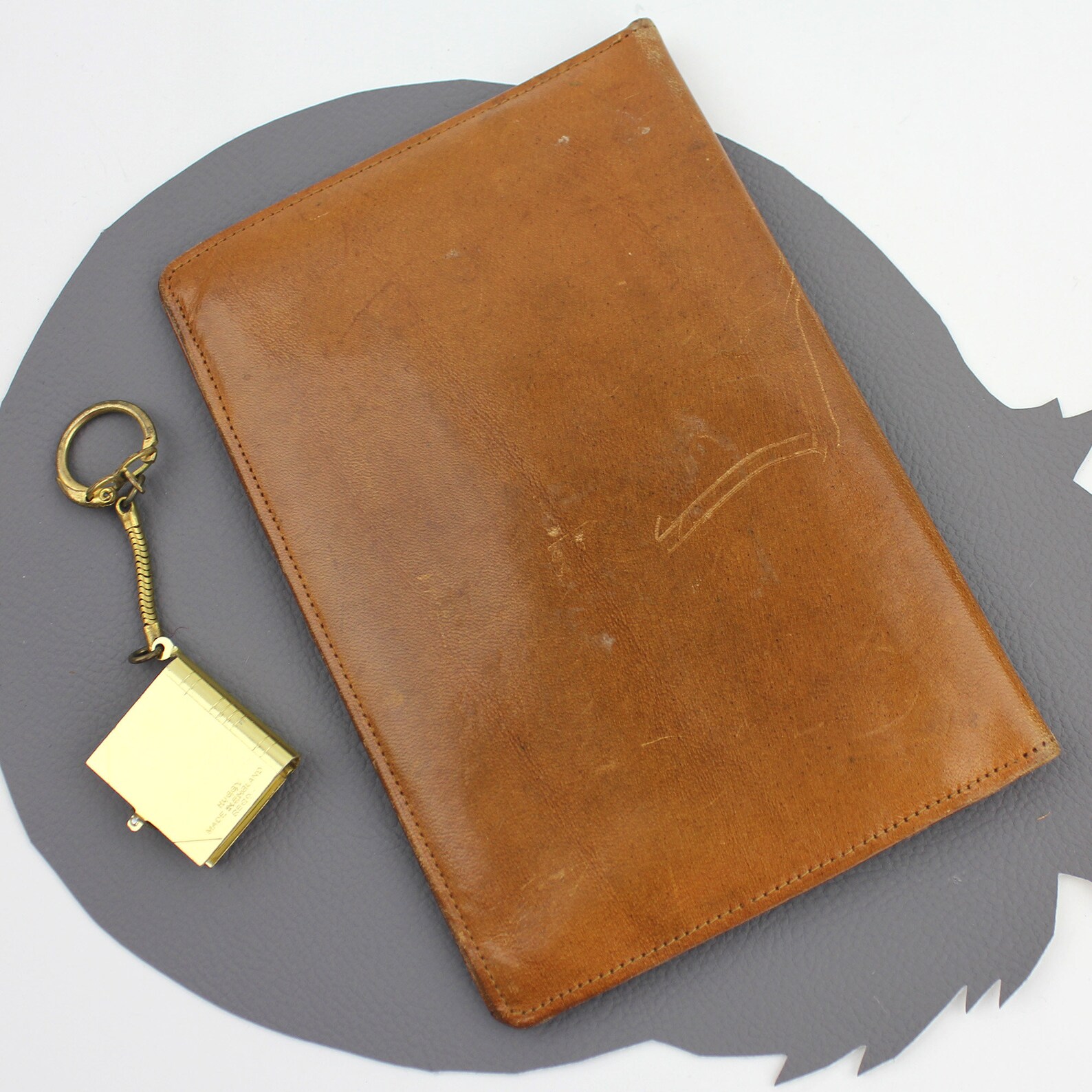 Germany Brown Leather Passport Wallet / Brown Leather Wallet / Map of