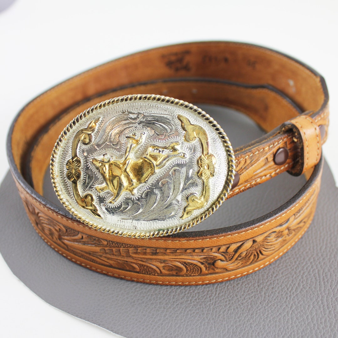 El Corral western Brown Leather Belt with Silver Buckle cowgirl floral embroider il_1080xN.4971382073_pp2a.jpg main image 4
